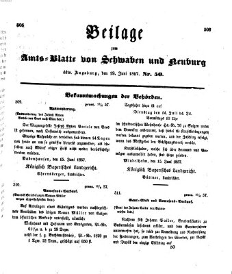 Königlich Bayerisches Kreis-Amtsblatt von Schwaben und Neuburg Freitag 19. Juni 1857