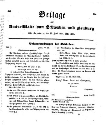 Königlich Bayerisches Kreis-Amtsblatt von Schwaben und Neuburg Dienstag 23. Juni 1857