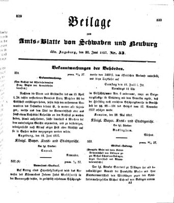 Königlich Bayerisches Kreis-Amtsblatt von Schwaben und Neuburg Dienstag 30. Juni 1857