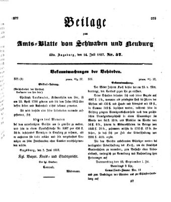 Königlich Bayerisches Kreis-Amtsblatt von Schwaben und Neuburg Dienstag 14. Juli 1857