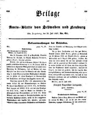 Königlich Bayerisches Kreis-Amtsblatt von Schwaben und Neuburg Dienstag 28. Juli 1857