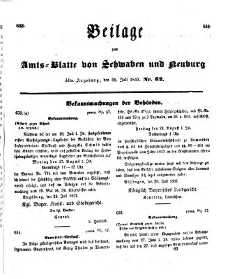 Königlich Bayerisches Kreis-Amtsblatt von Schwaben und Neuburg Freitag 31. Juli 1857