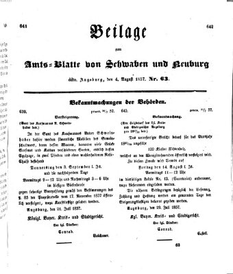 Königlich Bayerisches Kreis-Amtsblatt von Schwaben und Neuburg Dienstag 4. August 1857