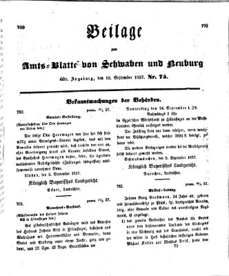 Königlich Bayerisches Kreis-Amtsblatt von Schwaben und Neuburg Dienstag 15. September 1857