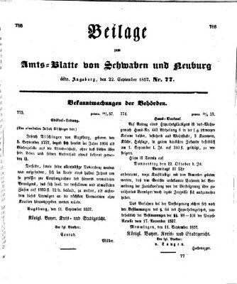 Königlich Bayerisches Kreis-Amtsblatt von Schwaben und Neuburg Dienstag 22. September 1857