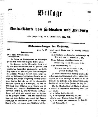 Königlich Bayerisches Kreis-Amtsblatt von Schwaben und Neuburg Freitag 9. Oktober 1857