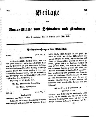 Königlich Bayerisches Kreis-Amtsblatt von Schwaben und Neuburg Freitag 16. Oktober 1857