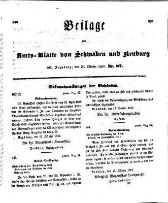 Königlich Bayerisches Kreis-Amtsblatt von Schwaben und Neuburg Dienstag 20. Oktober 1857