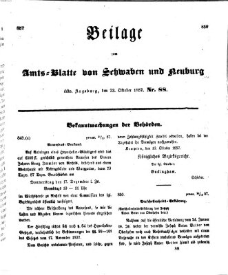 Königlich Bayerisches Kreis-Amtsblatt von Schwaben und Neuburg Freitag 23. Oktober 1857