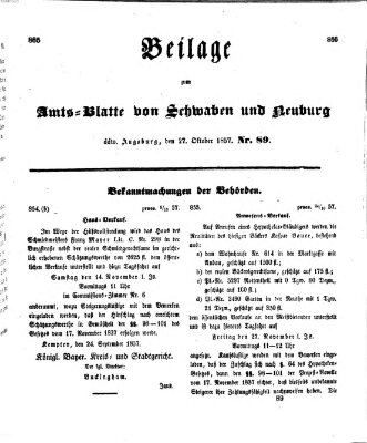 Königlich Bayerisches Kreis-Amtsblatt von Schwaben und Neuburg Dienstag 27. Oktober 1857