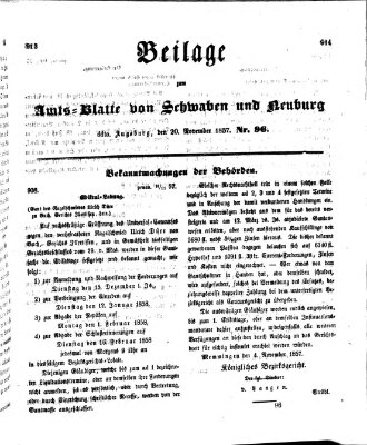 Königlich Bayerisches Kreis-Amtsblatt von Schwaben und Neuburg Freitag 20. November 1857