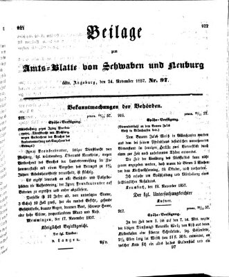 Königlich Bayerisches Kreis-Amtsblatt von Schwaben und Neuburg Dienstag 24. November 1857