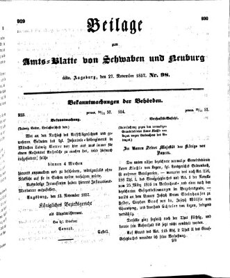 Königlich Bayerisches Kreis-Amtsblatt von Schwaben und Neuburg Freitag 27. November 1857