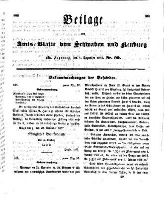 Königlich Bayerisches Kreis-Amtsblatt von Schwaben und Neuburg Dienstag 1. Dezember 1857