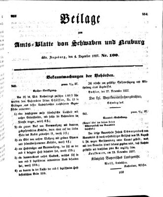 Königlich Bayerisches Kreis-Amtsblatt von Schwaben und Neuburg Freitag 4. Dezember 1857