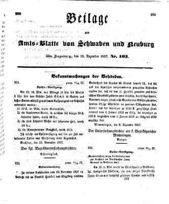 Königlich Bayerisches Kreis-Amtsblatt von Schwaben und Neuburg Dienstag 15. Dezember 1857