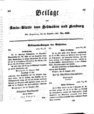 Königlich Bayerisches Kreis-Amtsblatt von Schwaben und Neuburg Donnerstag 24. Dezember 1857