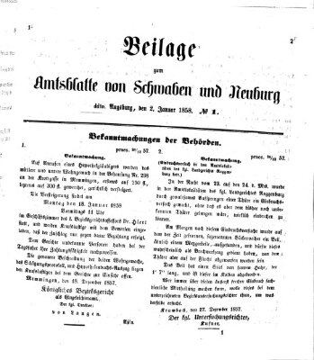 Königlich Bayerisches Kreis-Amtsblatt von Schwaben und Neuburg Samstag 2. Januar 1858