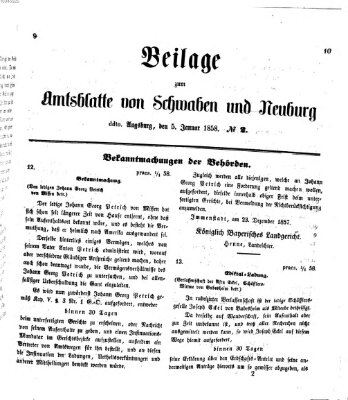 Königlich Bayerisches Kreis-Amtsblatt von Schwaben und Neuburg Dienstag 5. Januar 1858