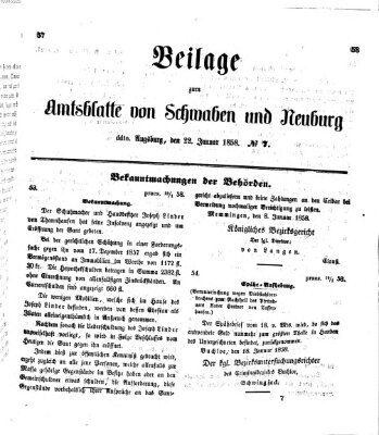 Königlich Bayerisches Kreis-Amtsblatt von Schwaben und Neuburg Freitag 22. Januar 1858