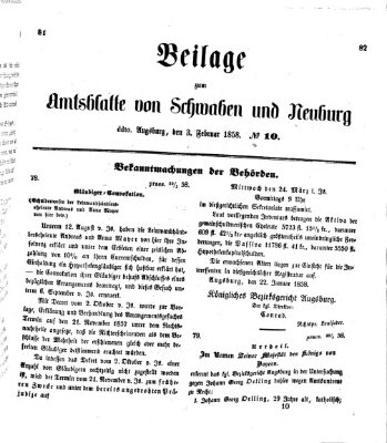 Königlich Bayerisches Kreis-Amtsblatt von Schwaben und Neuburg Mittwoch 3. Februar 1858