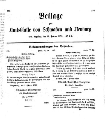 Königlich Bayerisches Kreis-Amtsblatt von Schwaben und Neuburg Dienstag 16. Februar 1858