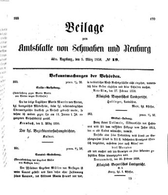 Königlich Bayerisches Kreis-Amtsblatt von Schwaben und Neuburg Freitag 5. März 1858