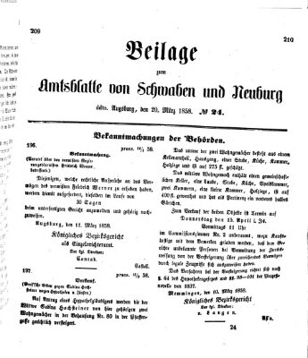 Königlich Bayerisches Kreis-Amtsblatt von Schwaben und Neuburg Samstag 20. März 1858