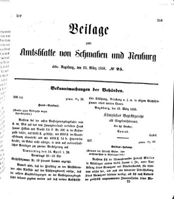 Königlich Bayerisches Kreis-Amtsblatt von Schwaben und Neuburg Dienstag 23. März 1858