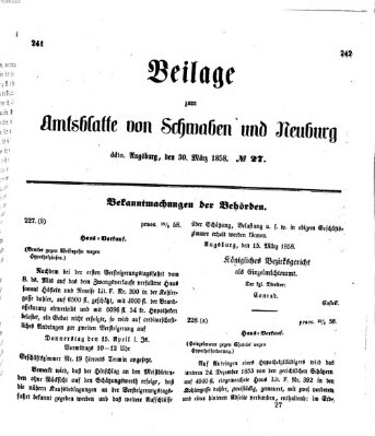 Königlich Bayerisches Kreis-Amtsblatt von Schwaben und Neuburg Dienstag 30. März 1858