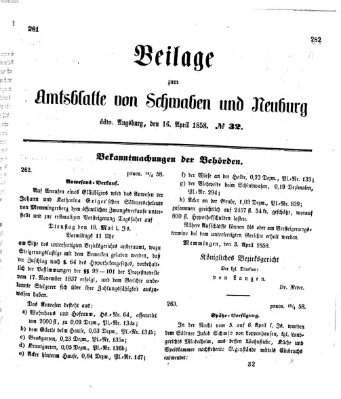 Königlich Bayerisches Kreis-Amtsblatt von Schwaben und Neuburg Freitag 16. April 1858