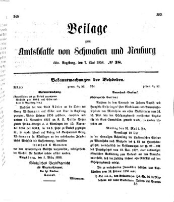 Königlich Bayerisches Kreis-Amtsblatt von Schwaben und Neuburg Freitag 7. Mai 1858