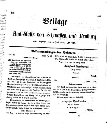 Königlich Bayerisches Kreis-Amtsblatt von Schwaben und Neuburg Freitag 4. Juni 1858