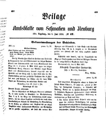 Königlich Bayerisches Kreis-Amtsblatt von Schwaben und Neuburg Dienstag 8. Juni 1858