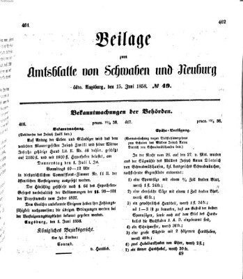 Königlich Bayerisches Kreis-Amtsblatt von Schwaben und Neuburg Dienstag 15. Juni 1858