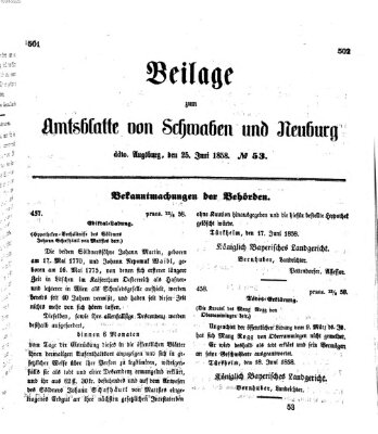 Königlich Bayerisches Kreis-Amtsblatt von Schwaben und Neuburg Freitag 25. Juni 1858