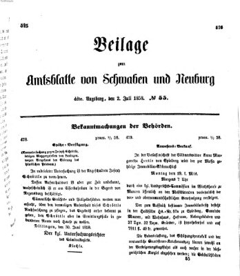 Königlich Bayerisches Kreis-Amtsblatt von Schwaben und Neuburg Freitag 2. Juli 1858