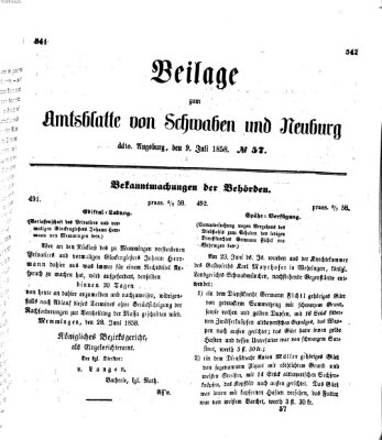 Königlich Bayerisches Kreis-Amtsblatt von Schwaben und Neuburg Freitag 9. Juli 1858