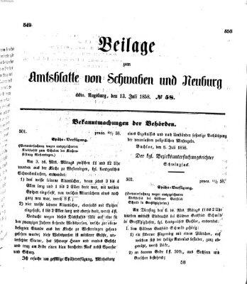 Königlich Bayerisches Kreis-Amtsblatt von Schwaben und Neuburg Dienstag 13. Juli 1858