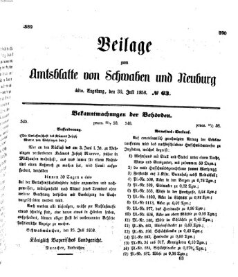 Königlich Bayerisches Kreis-Amtsblatt von Schwaben und Neuburg Freitag 30. Juli 1858