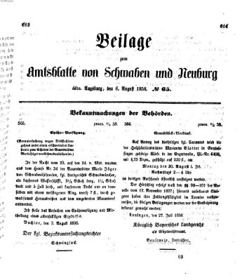 Königlich Bayerisches Kreis-Amtsblatt von Schwaben und Neuburg Freitag 6. August 1858