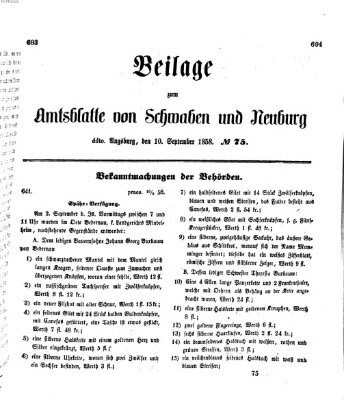 Königlich Bayerisches Kreis-Amtsblatt von Schwaben und Neuburg Freitag 10. September 1858