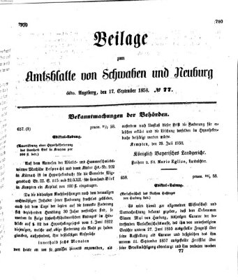 Königlich Bayerisches Kreis-Amtsblatt von Schwaben und Neuburg Freitag 17. September 1858