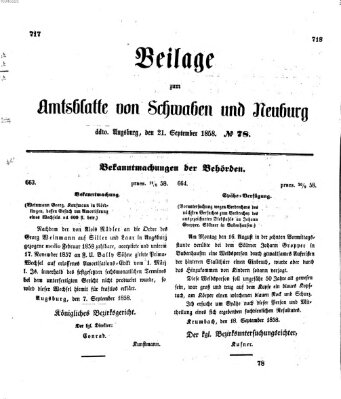 Königlich Bayerisches Kreis-Amtsblatt von Schwaben und Neuburg Dienstag 21. September 1858