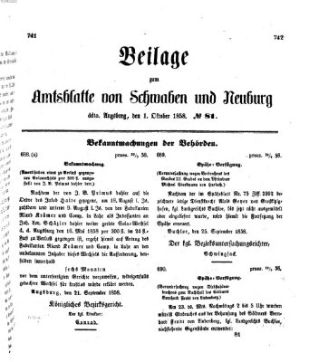 Königlich Bayerisches Kreis-Amtsblatt von Schwaben und Neuburg Freitag 1. Oktober 1858