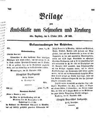 Königlich Bayerisches Kreis-Amtsblatt von Schwaben und Neuburg Dienstag 5. Oktober 1858