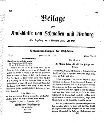 Königlich Bayerisches Kreis-Amtsblatt von Schwaben und Neuburg Mittwoch 3. November 1858