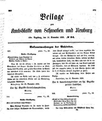 Königlich Bayerisches Kreis-Amtsblatt von Schwaben und Neuburg Dienstag 16. November 1858