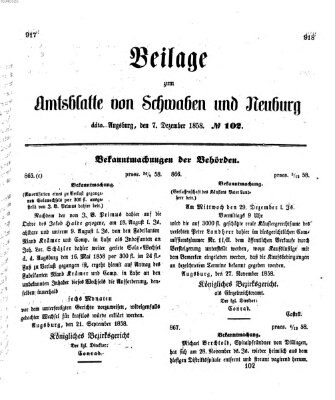 Königlich Bayerisches Kreis-Amtsblatt von Schwaben und Neuburg Dienstag 7. Dezember 1858