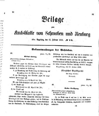 Königlich Bayerisches Kreis-Amtsblatt von Schwaben und Neuburg Dienstag 15. Februar 1859